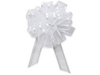 White Satin Edge Sheer Organza Pull Bow - 4"
