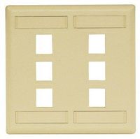 Hubbell IFP26EI Flush Phone/Data/Multimedia Wall Plate, 2 Gang, 6 Port, Electric Ivory (Pack of 10)