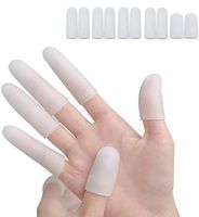 Sumifun Silicone Finger Cots- Gel Finger Protector Support for Arthritis Basketball Mallet Finger Trigger (1 Pair Short+ 4 Pairs Long, White)
