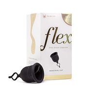 Flex Menstrual Cup Slim Fit Model - Free Wash Bag Period Set - Soft Silicone - Reusable Cups - Cleaner Removal - for Women with Medium or Sensitive Flow - 2 Feminine Super Tampon Storage - Small Size