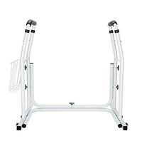 440lb Capacity Anti-Slip Stand Alone Iron Toilet Safety Grab Rail with Magazine Rack White