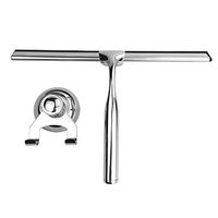 Finetoknow Stainless Steel Glass Window Wiper Shower Squeegee Mirror Cleaning with Sucker Hook Holder