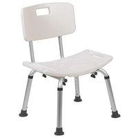 Flash Furniture HERCULES Series Tool-Free and Quick Assembly, 300 Lb. Capacity, Adjustable White Bath & Shower Chair with Back