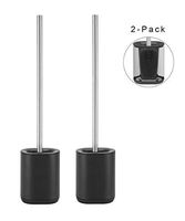 ZCCZ Toilet Bowl Brush with Holder, 2-Pack Stainless Steel Toilet Brush with Silicone Soft Bristles, Toilet Cleaning Brush Kit Toilet Bowl Scrubber Caddy for Bathroom Organization