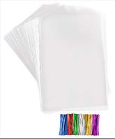 Clear Plastic Cellophane Bags with Twist Ties Pack of 200 1.5 Mil Thick Cello Bags for Candies Nuts Small Gifts (9x12)