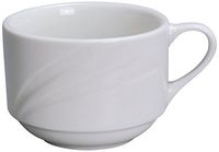 Yanco MM-1-S Miami 7.5 oz Stackable Coffee/Tea Cup, 3.5" Diameter, Porcelain, Bone White, Pack of 36