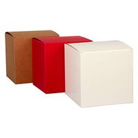 LaRibbons 12Pcs Recycled Gift Boxes - 6 x 6 x 6 inches Multi Red White Brown Paper Box Kraft Cardboard Boxes with Lids for Party, Wedding, Gift Wrap