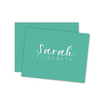 Solid Color Personalized Note Cards - Teal