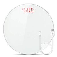 CHENNAO Round Digital Body Weight Bathroom Scale Slim Design, Easy Read Display，Explosion-Proof Tempered Glass, Step-On Technology, Electronic Precision，White