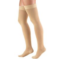 Truform 20-30 mmHg Compression Stockings for Men and Women, Thigh High Length, Dot Top, Closed Toe, Beige, Medium