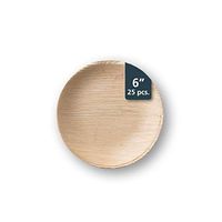 TheClearConscience - Palm Leaf Salad Plates, 6" round, 25 pcs, 1/2 inch deep, Bamboo & Wood Style, Biodegradable, Professional Usage