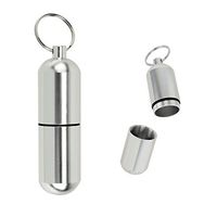 Jumbo Waterproof Aluminum Pill Vial Keychain - ID Holder - Silver Finish