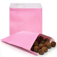 AZOWA 100 CT Small Paper Treat Sacks Pink 5 x 7 Inches Candy Buffet Bags for Party