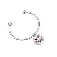Anavia Aromatherapy Diffuser Charm Cuff Bracelet + 12 Pads Surgical Grade Stainless Steel Locket Jewelry (Blooming Lotus)
