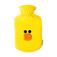 LINE FRIENDS Hot Water Bottle - Sally Character Design Heat Therapy Bag with Soft Fabric Cover, Yellow