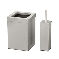 Gatco Square Waste Basket & Toilet Brush 2-Piece Set, Satin Nickel