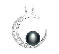 Moon Black 9-10mm AAA Quality Freshwater 925 Sterling Silver Cultured Pearl Pendant For Women