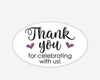 Oval Thanks for Celebrating with Us Stickers, Wedding and Event Favor Labels (#265-EG-OV)