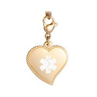 linnalove Type 1 Diabetes Adorable Gold Heart Medical Alert Charm w/Lobster Clasp