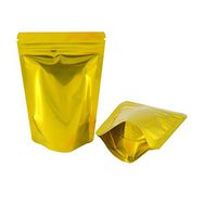 100 Pcs Colorful Stand Up Zip Lock Bags Pouch,Mylar Aluminum Foil Standing Zipper Plastic Pouches Bags Bottom Gusset Pouch Keep Aroma Zip Lock Bags (Golden, 14x20x4 cm(5.51"x7.87"x1.57"))