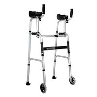 Folding Lightweight Walking Frame, Dual Armed Walker with Padded Seat, Lockable Brakes, Ergonomic Handles, Adjustable Height, 2 Models,A1