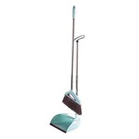 Broom and Dustpan With Long Handle Telescopic Up Plastic Soft Brush Upright Broom and Dustpan Non-Slip Handle Non-stick Hair Broom Set for Room Office Schools Toilet Garden Home Kitchen