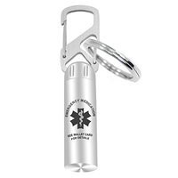 Divoti Large Pill Keychain, Pre-Engraved Emergency Pill Holder w/Clips, Waterproof Single Chamber Stainless Steel Pill Fob for EDC/Travel