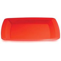 Club Pack of 48 Translucent Red Plastic Square Party Banquet Dinner Plates 10.25"