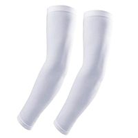 ASEEBY Arm Sleeves Compression Long Sleeves (1 Pair) Arm Support for Basketball Football Cycling Golf Sports Cover Tattoo Sleeves UV-Protection for Men Women Kids (White S)