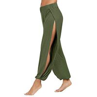 QIUUE Ladies Loose Tracksuit Bottoms Sports Gym Flare Pant Joggers Pants Yoga Trousers Green