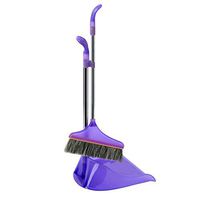Anferstore Comfort Grip Duster and Dustpan Set for Home Kitchen Room Office Lobby Floor Use Upright Stand up Sweep Set (Purple)