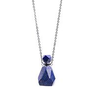 YGLINE Stone Essential Oil Diffuser Necklace for Women,Lapis Lazuli Healing Stone Perfume Bottle Pendant with Chain for Men(Lapis Lazuli)