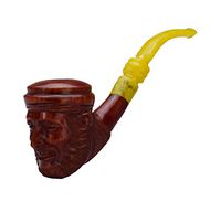 ROOGU Yellow Hell Hand-Carved Smoking Pipe [ Bruyère Wood ] Active Carbon Filter Designer