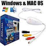 VHS to Digital DVD Converter for Mac Windows, Lvozize USB2.0 Audio/Video Capture Grabber Adapter Device,Transfer VCR TV Hi8 Game S Video to DVD-White (White)