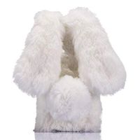 Amocase for Huawei Mate 20 Faux Furry Case with 2 in 1 Stylus,Luxury Bling Diamond 3D Bowknot Cute Warm White Bunny Rabbit Fuzzy Fluffy Plush Soft Fur Silicone Case for Huawei Mate 20