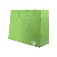JAM PAPER Gift Bags with Rope Handles - X-Large Horizontal - 17 x 13 x 6 - Lime Green Glossy - Bulk 100 Bags/Pack