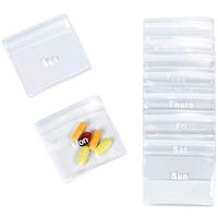 Trip Pill Pouches for Medicine | (14 Count) 2.75" by 2.75" Labelled Pill Bags | EVA Grade Plastic for Pills and Vitamins