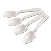 General Supply GENHYWS Heavyweight Cutlery, Teaspoons, Plastic, White, 1000/carton