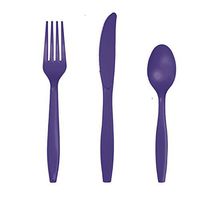Purple Plastic Assorted Cutlery, Serves 24
