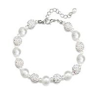 Elevin(TM) Creative Retro Simple Fashion Full Diamond Silver White Pearl Bracelet