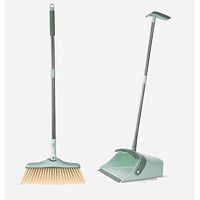 Broom and Dustpan With Long Handle Telescopic Up Stainless Steel Rod Non-stick Hair Soft Brush Broom And Dustpan Extra Long Handle Rotatable Broom Set Home Kitchen Office Toilet Cleaning
