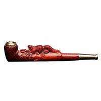 YTPB Handmade Tobacco Pipe Hand Painted Art Collectible,Real Man Red Classic Portable Gentlemen's Sherlock Holmes Pipe Rosewood