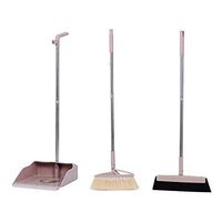 Broom and Dustpan With Long Handle Telescopic Up Rotatable Non-stick Hair Extra Long Handle Broom And Dustpan Multi-Function Soft Brush Broom Set Home Kitchen Room Toilet Garden Cleaning