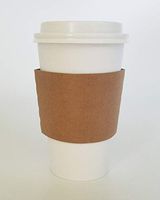 MRMX Brand 50ct Premium White Disposable To Go Hot Paper Coffee Tea Cups with Lids and Kraft Sleeves 16oz