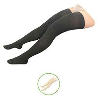 HealthyNees Thigh Closed Toe 20-30 mmHg Compression Wide Calf Plus Leg Stocking (Black, 5X-Large)