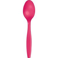 Club Pack of 288 Hot Magenta Premium Heavy-Duty Plastic Party Spoons
