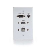 ORTRONICS RapidRun HDMI Single Gang Wall Plate Transmitter with VGA, Stereo Audio and USB - White (60139)
