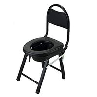 CHenXy Toilet Chair Elderly Bedside Commode Chair Foldable Comfortable backrest and Enlarged Potty Home Simple Commode Chair Black &&& (Color : Black)