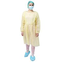 Disposable Isolation Gown Protective Isolation Clothing with Elastic Wrists, Anti-Spitting, Yellow (Pack of 2)