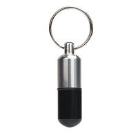 Ghazzi Colorful Mini Waterproof Portable Aluminum Medicine Pill Box Case Bottle Storage Drug Holder Container Keychain Key Ring for Outdoor Camping Traveling (Black)